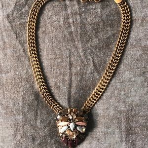 Refined Jcrew statement necklace brass stone